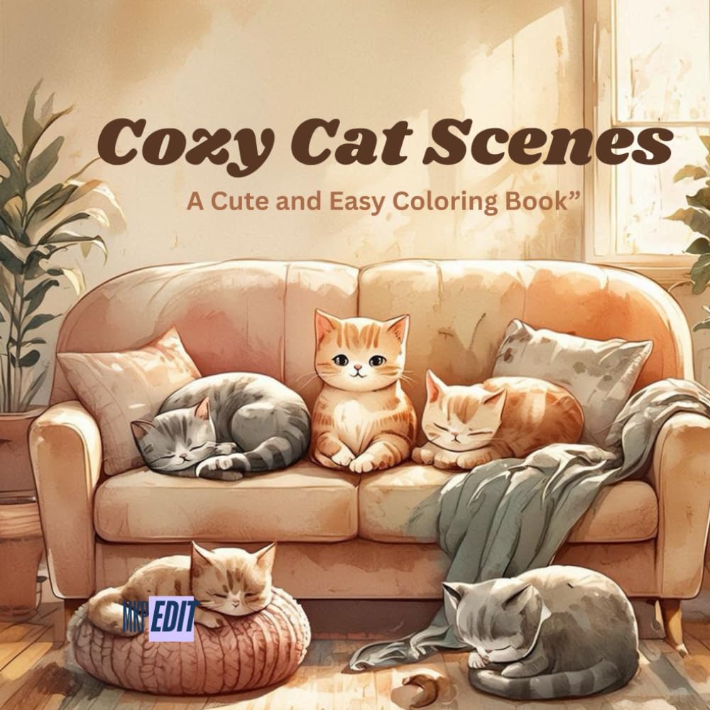 “Cozy Cat Scenes: A Cute and Easy Coloring Book”: Bold and Easy Designs for Teens and kids/Meow Life Coloring Book /30 Playful and Relaxing Scenes for Stress Relief, Focus, and Creative Joy/