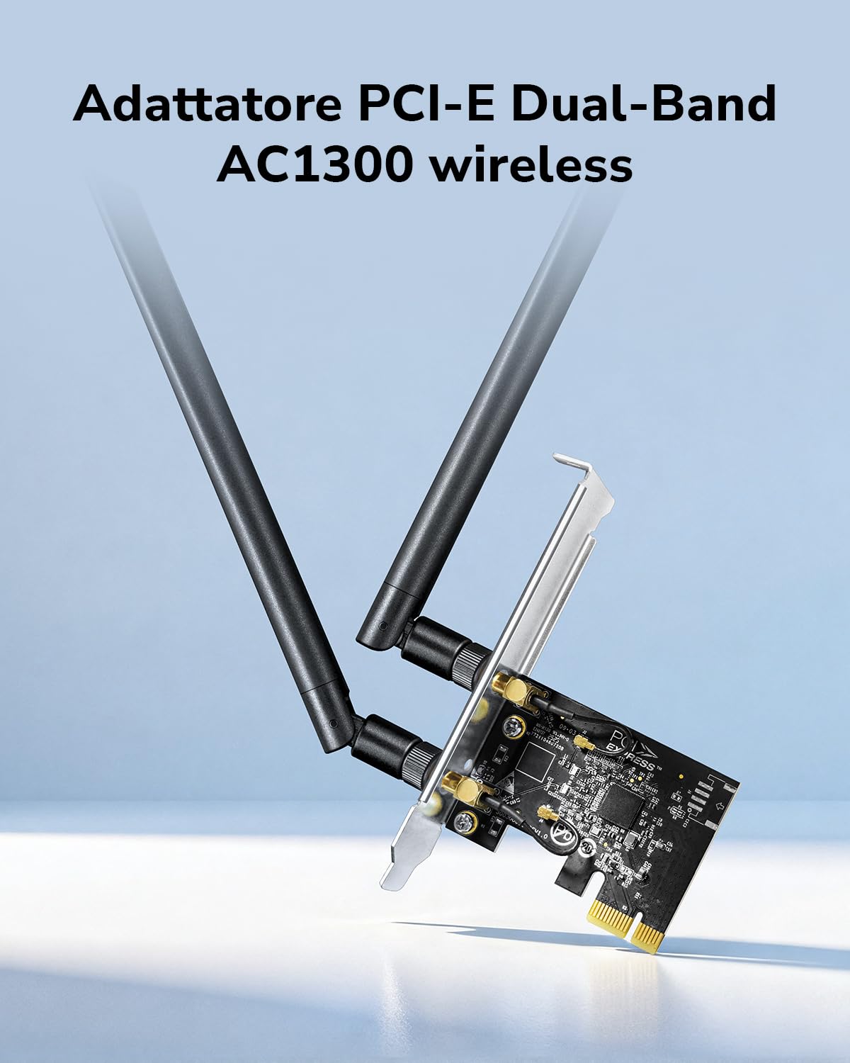 Cudy AC1300 - Adattatore wireless Dual-Band PCIe WiFi per PC, 1300 Mbps WiFi a 5 velocità, 5 GHz/2,4 GHz, 2 antenne staccabili, compatibile con Windows 11/10, include staffe standard e a basso profilo