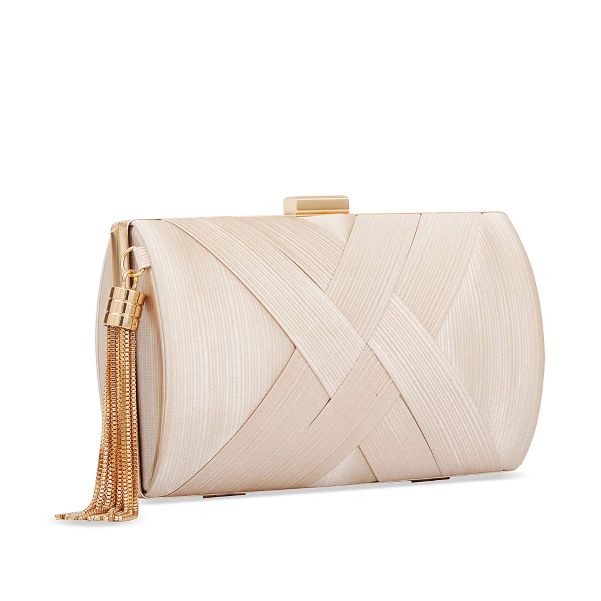 tan evening clutch