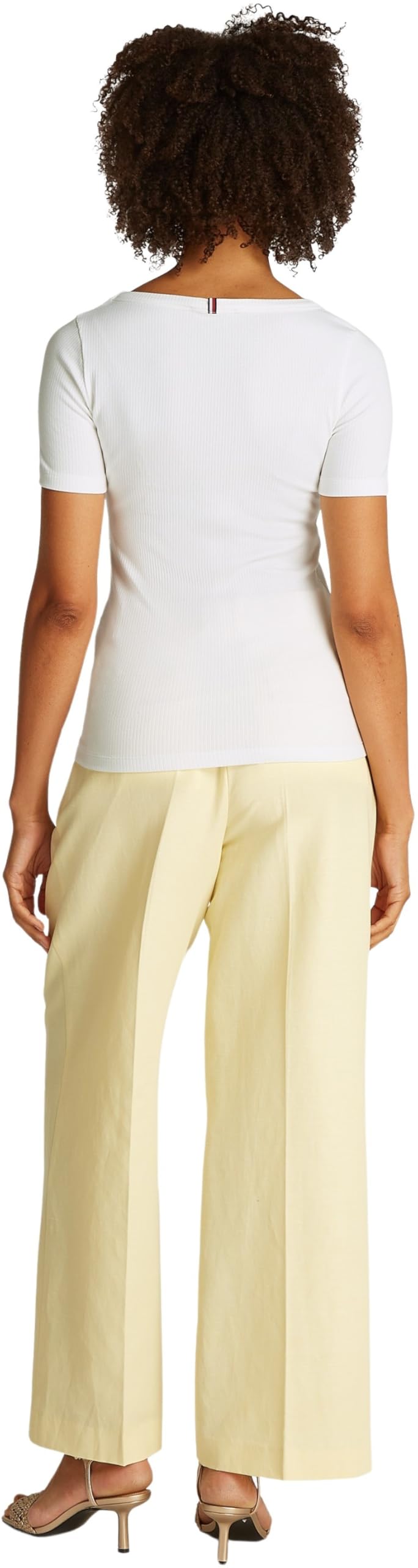Tommy Hilfiger Damen T-Shirt Kurzarm 5X2 Rib Slim Fit, Weiß (Ecru), L – Ansicht 2