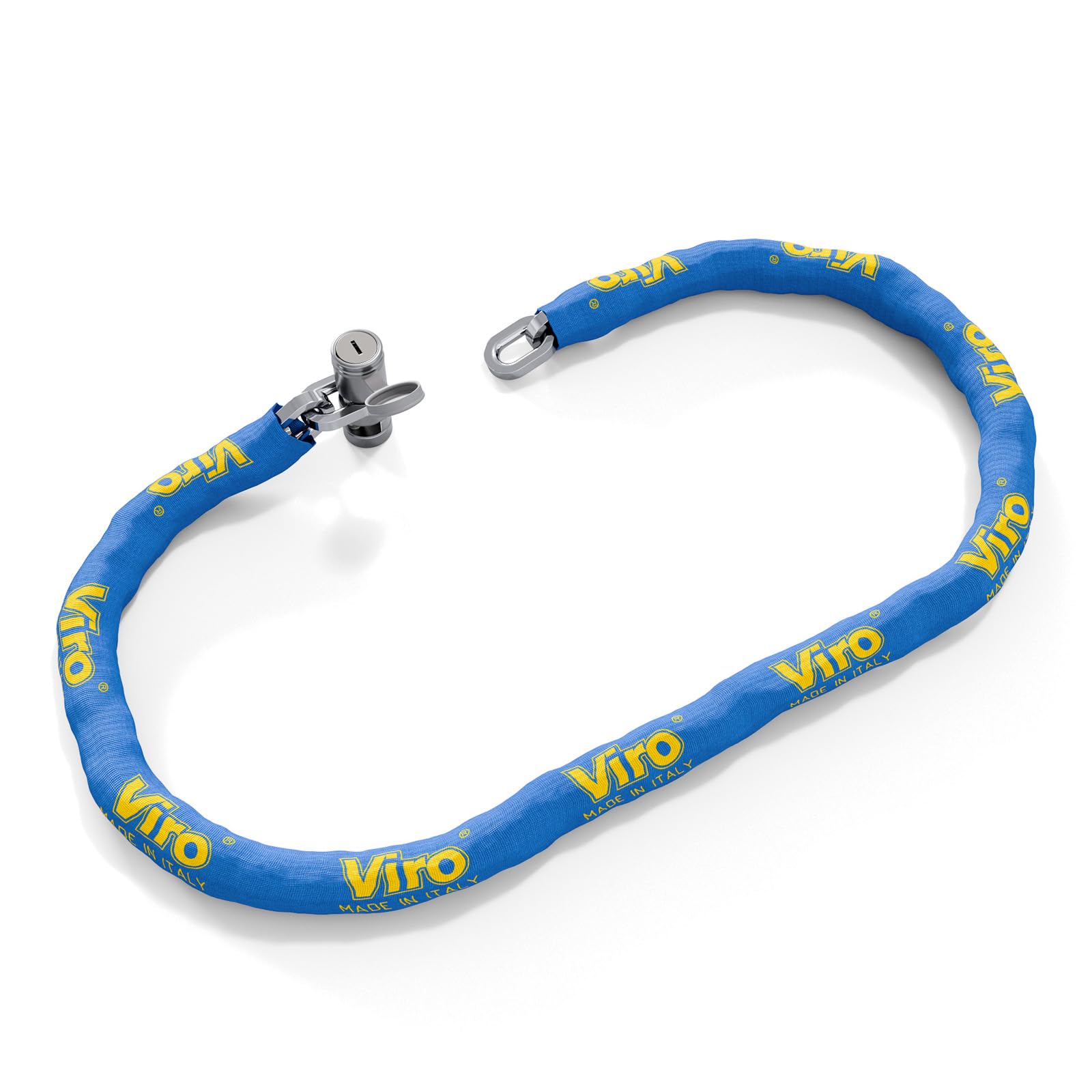 Viro Blue | Totem Padlock With Chain 120 Cm In Anti-Corrosion Steel, With Anti-Burglar And Anti-Drill Plate