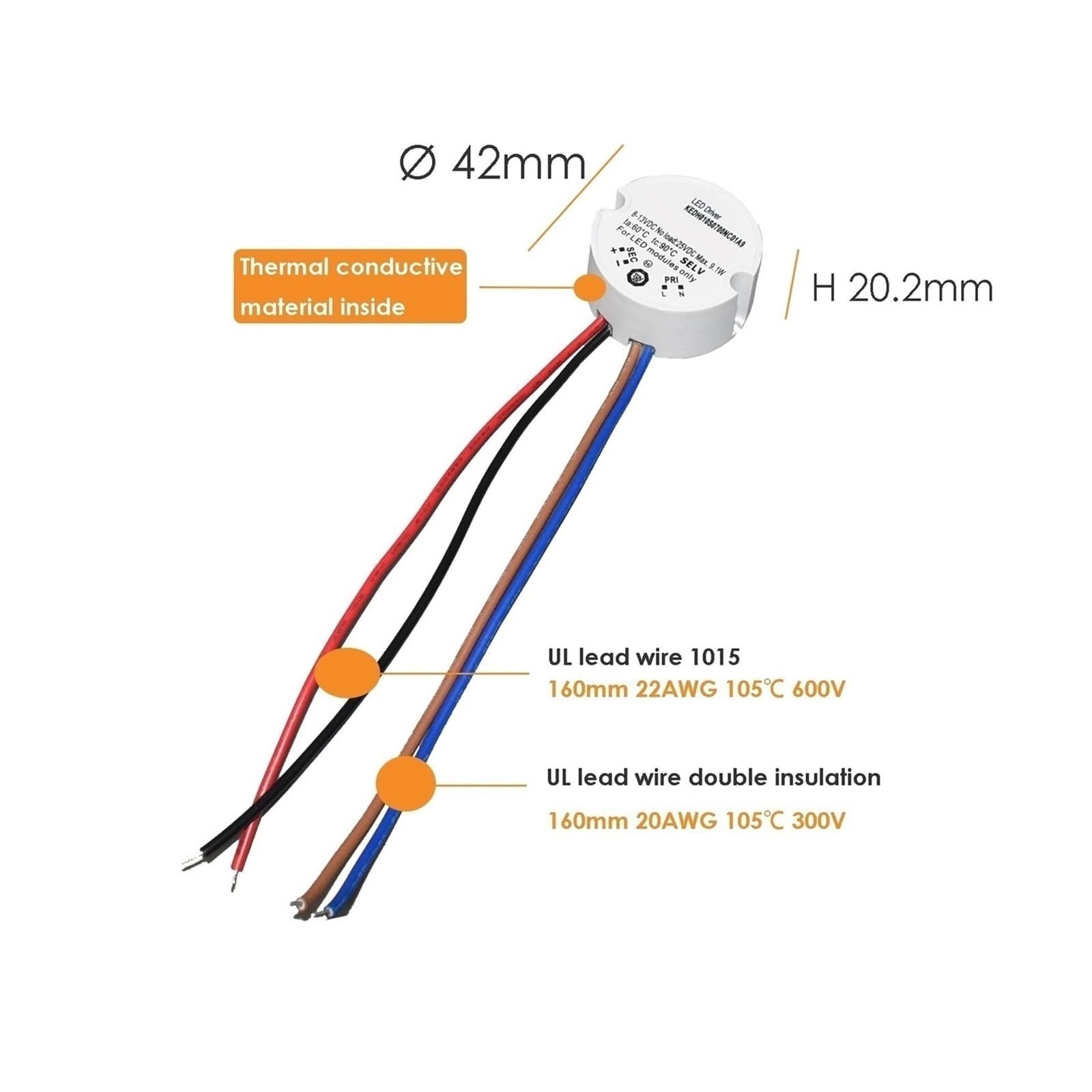 Driver LED Rotondo Interno Da 10 W Integrato, 150 MA, 200, 250, 700, Trasformatore Ad Alto PF, Diametro 42 Mm, For Faretti Soffitto Alta Affidabilità(8-13V 700mA)