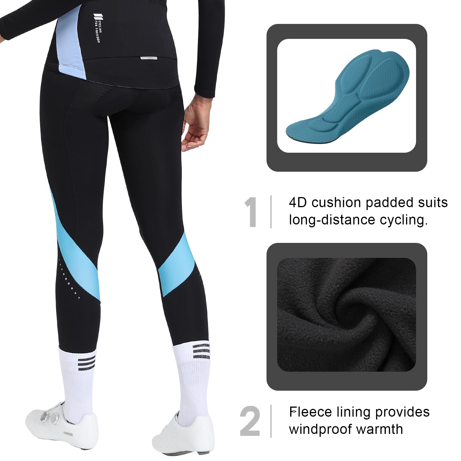 Santic Pantalon Cycliste Thermique d'hiver pour Femmes Pantalon Cycliste Pantalon Legging à Haute Densité Haute élasticité et Rembourrage en Mousse 4D Respirante