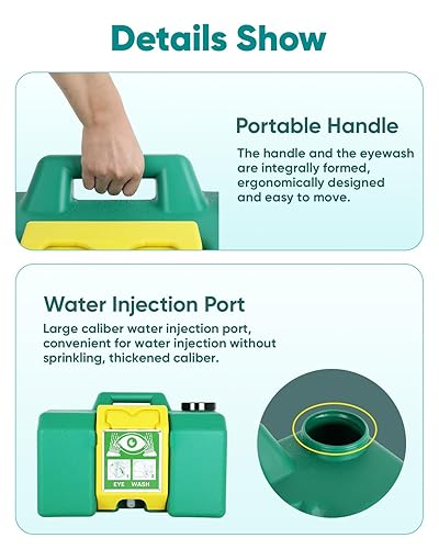 Miniatura 6 de Estación de lavado de ojos portátil de 8 galones (30 L), estación de lavado de ojos montada en la pared, estación de lavado de ojos de emergencia