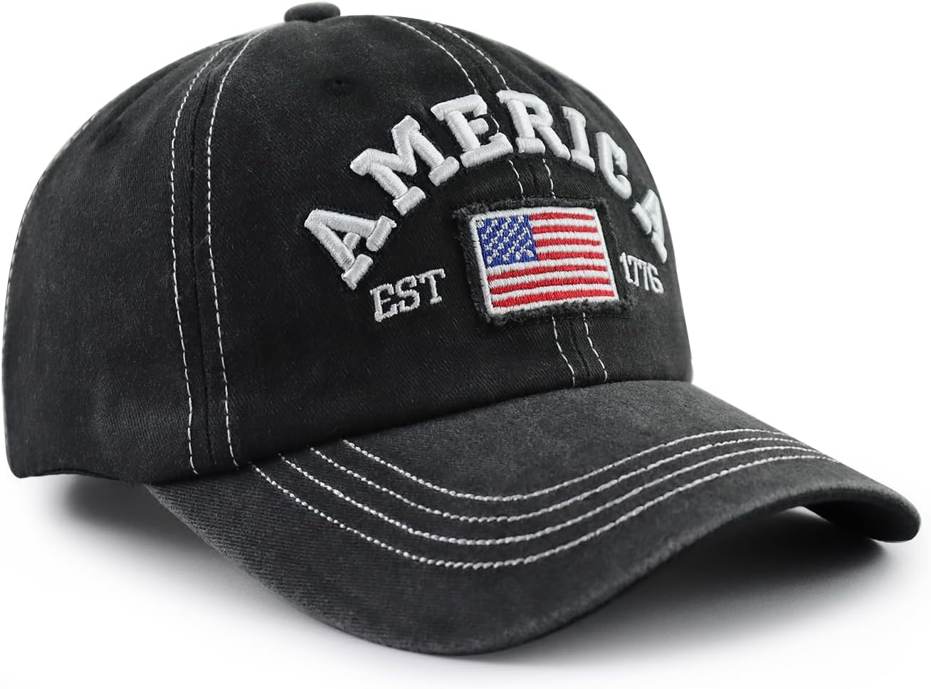 XacaYuerp America Flag EST 1776 Hat for Men Women, Funny Adjustable Cotton Embroidered USA Flag Patriotic Baseball Cap - Image 3