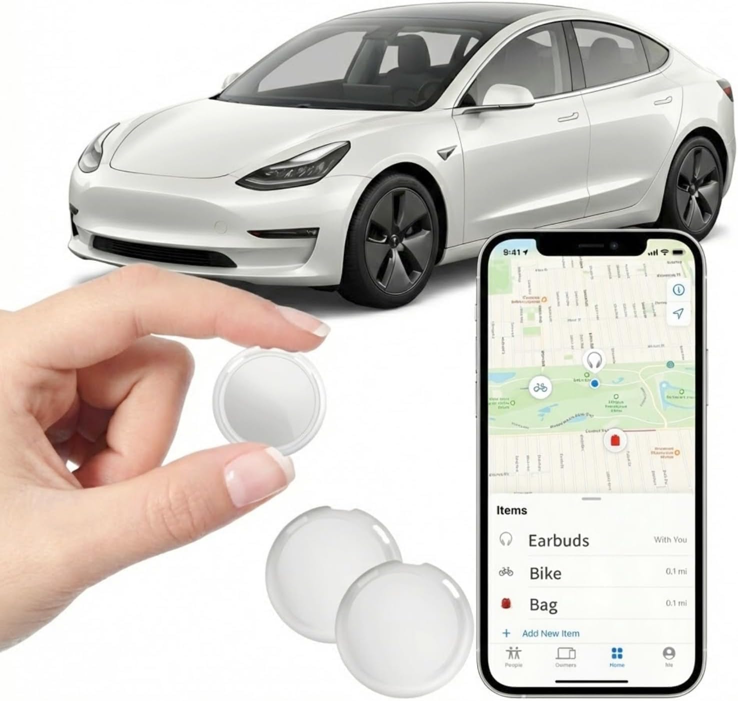 2 Pack GPS Tracker for Vehicles Works with Apple Find My (iOS Only) Portable Mini Tracking Device Hidden Item Finder Global Tracking No Monthly Fee/SIM Replaceable Battery for Car Keys Luggage Wallet-image-27