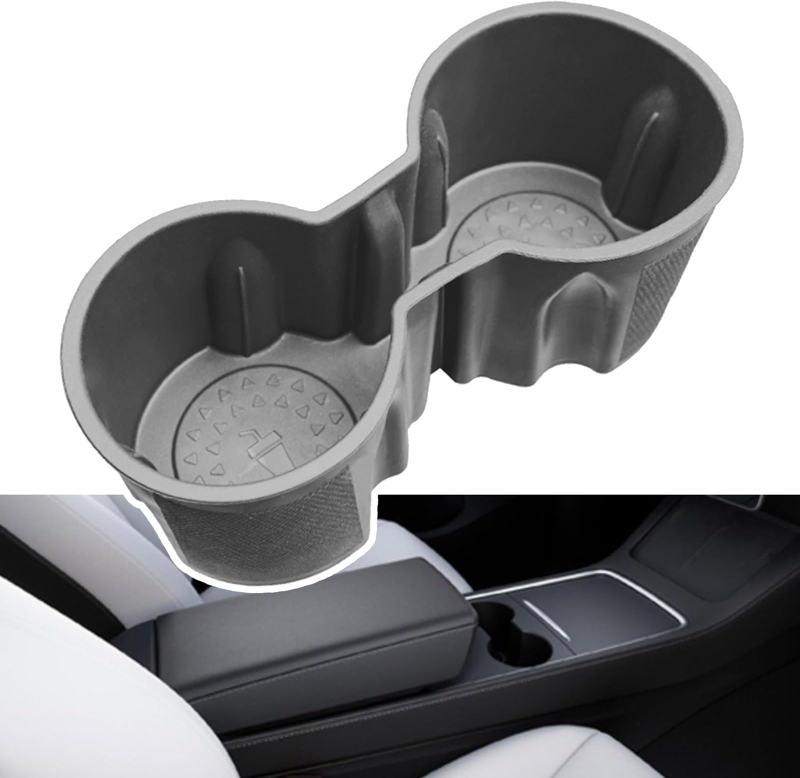WUDUWUKA Cup Holder Insert for Tesla Model 3/Y 2021 2022 2023 Centre Console TPE Water Bottle Car Cup Holder Fit New Console-Grey