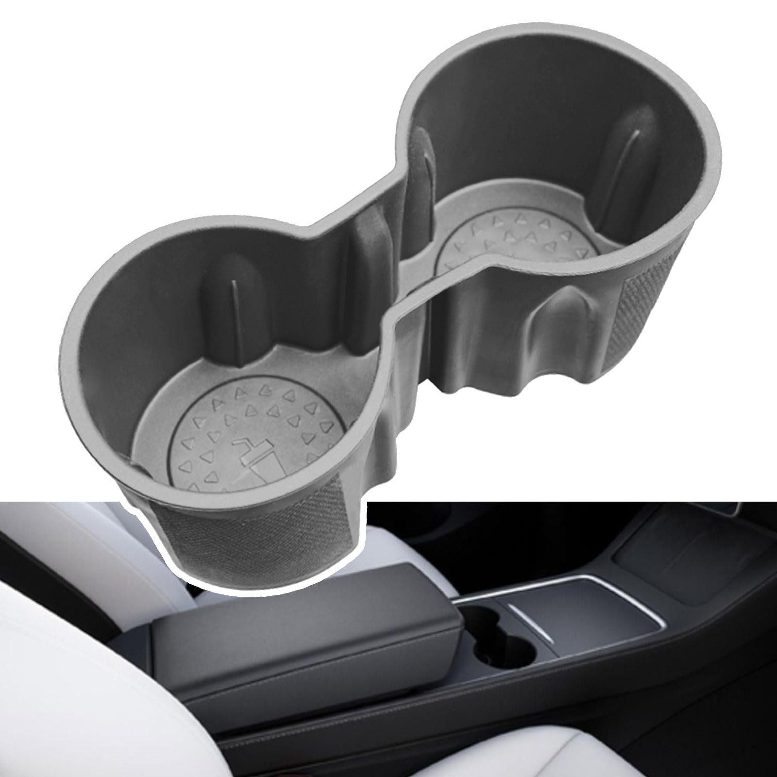 WUDUWUKA Cup Holder Insert for Tesla Model 3/Y 2021 2022 2023 Centre Console TPE Water Bottle Car Cup Holder Fit New Console-Grey