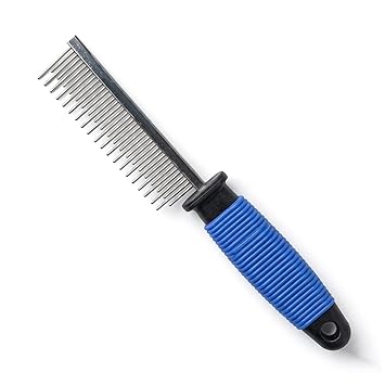 Emily Pets Detangling Pet Comb with Long & Short Stainless Steel Teeth for Removing Matted Fur, Knots & Tangles,Detangler Tool Accessories for Safe & Gentle DIY Dog & Cat Grooming (L,Blue)