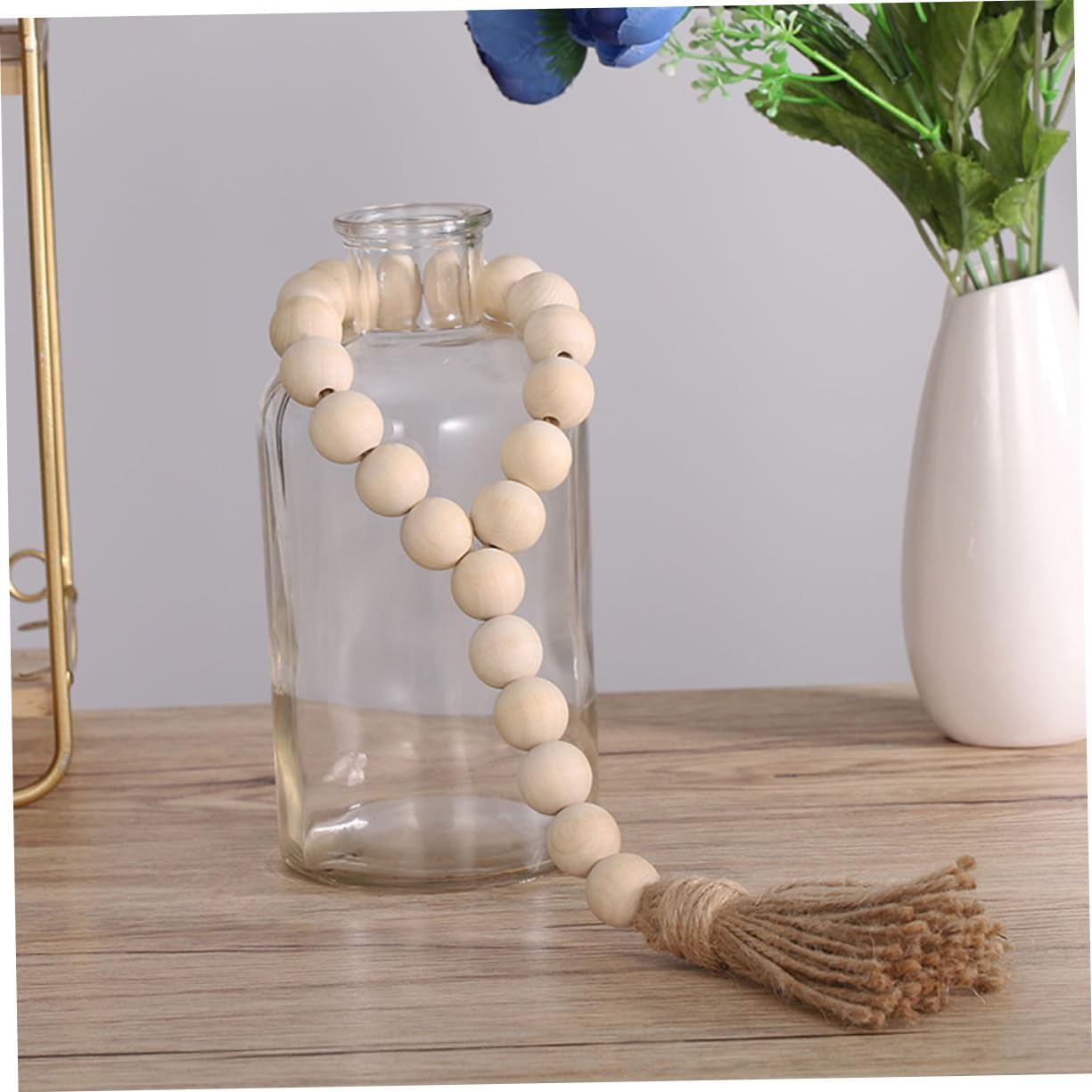 Ciieeo 6pcs Rustic Wood Bead Garland Tassel for Farmhouse Decor Decorative Beads String Pendant for Wall Hanging Bar and Home Decoration