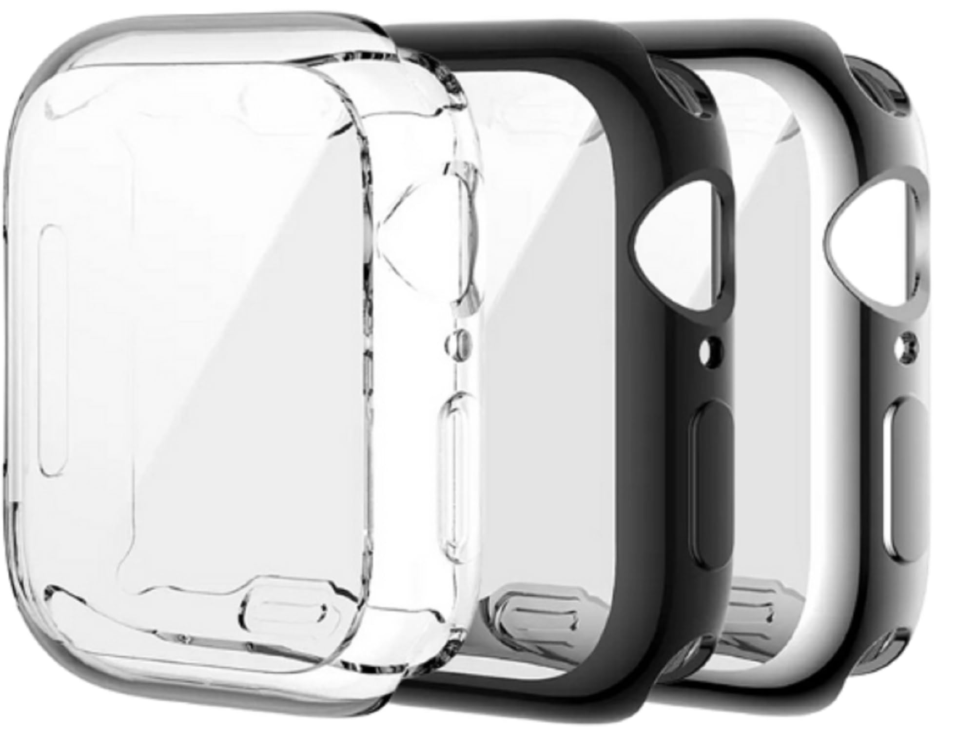 FOLX FAB107 Silicone Case Cover with Screen Protector Guard Compatible with Apple iWatch Series 8 7 6 5 4 3 2 1 SE SE2 for Men Women Unisex (45MM, Black/Silver/Transparent [ Combo Pack of 3 ]) (B0CRSRVHLP) Amazon Price History, Amazon Price Tracker