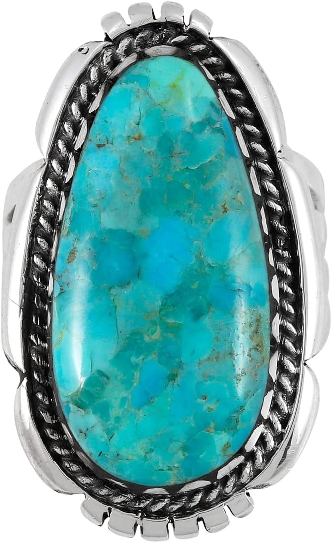 Turquoise Ring Sterling Silver 925 Genuine Gemstones Size 6 to 11 - Image 3