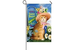 Adorable Orange Cat in Easter Bonnet Garden Flag, a Festive Touch to your Spring Decor