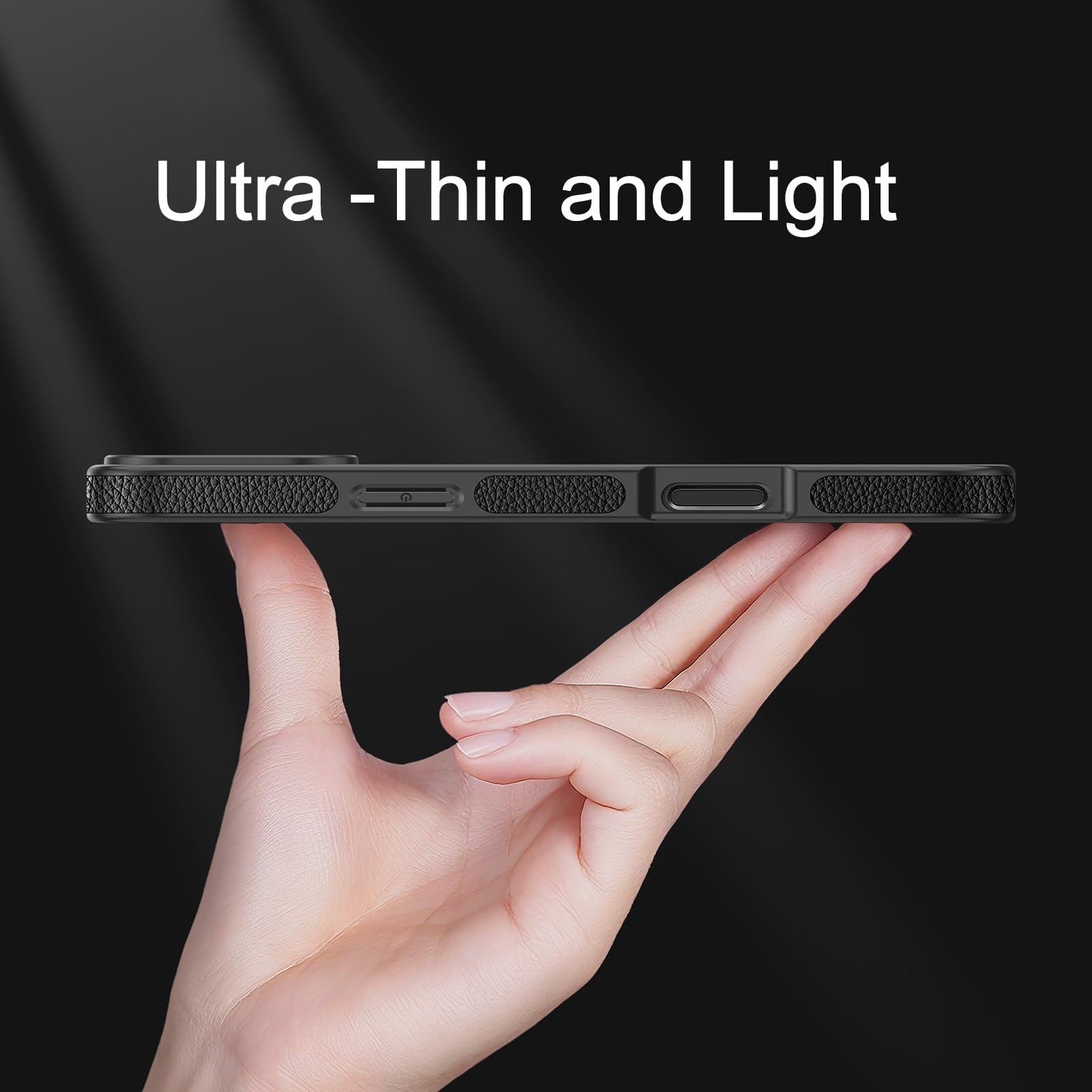 Edle Hülle für iPhone 17 Pro Max/17 Pro/Air/17, Luxus Echtes Leder Schutzhülle rutschfest Litschi Textur Stoßfest Handyhüllen,Schwarz,Air