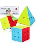 Speed Cube Set, Magic Cube Set of 2x2x2 3x3x3 Pyramid Cube Smooth Puzzle Cube (Stickerless)