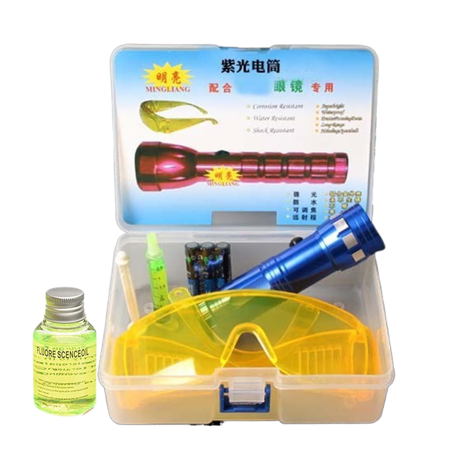 Kits de Detector de Fugas | Gafas Aire Acondicionado Kit de detectores de Fugas precisas | Herramientas de detección de Grietas de CA - Linterna UV de ABS 10 ml Dye HVAC Detecciones f