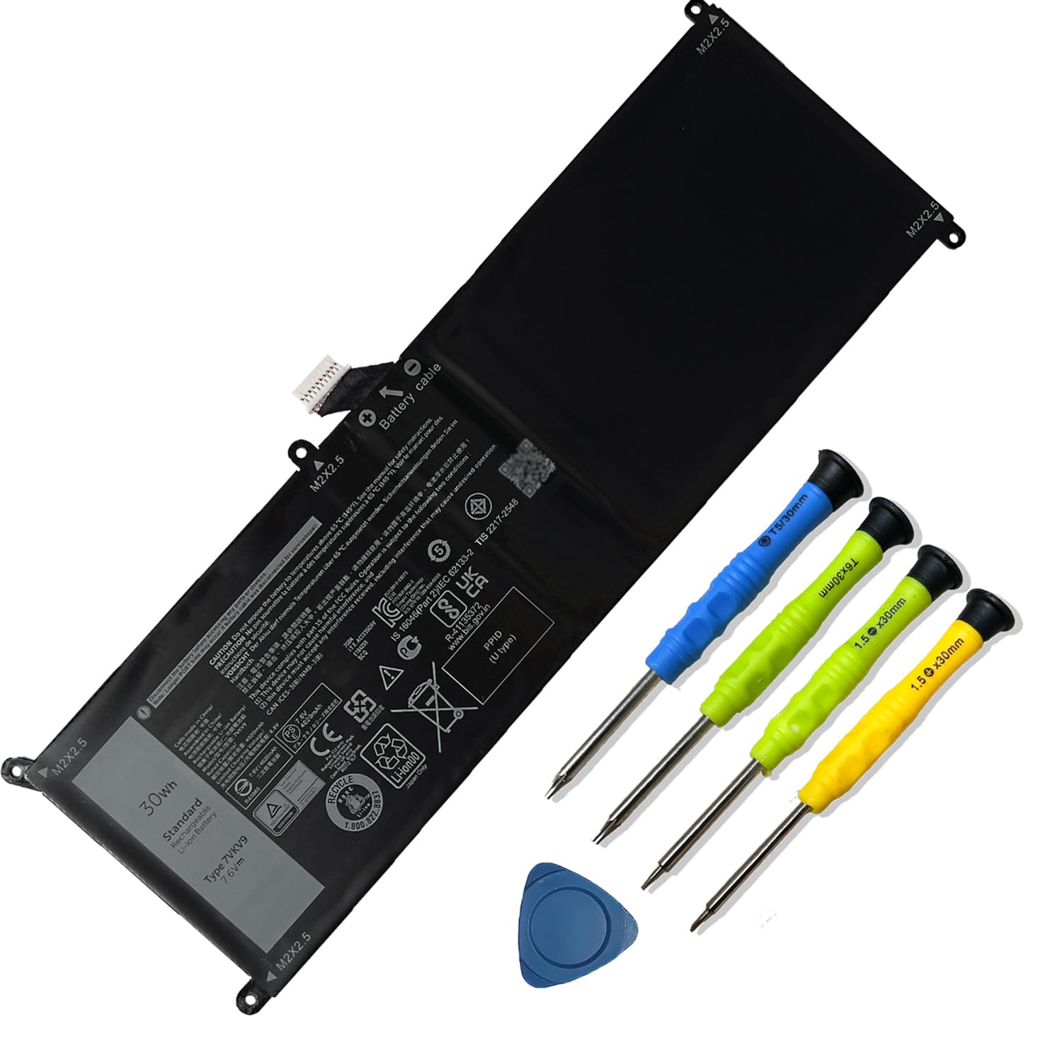 7VKV9 Laptop Battery Replacement for Dell XPS 12 9250 Latitude 12 7000 7275 Series 9TV5X 09TV5X 0V55D0 V55D0 7.6V 30Wh