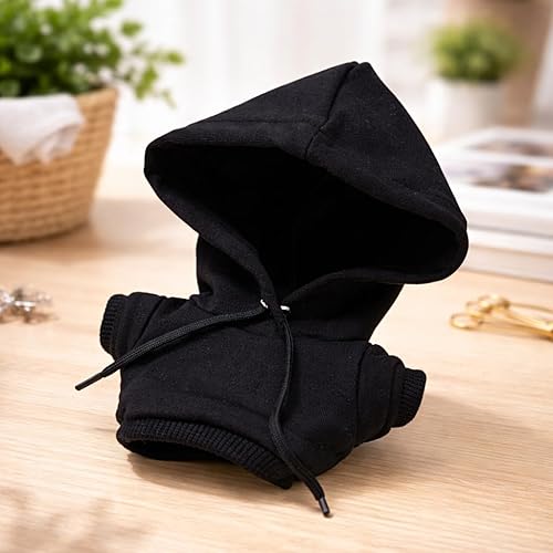 Miniatura 5 de 20 cm  8 pulgadas  7.8 pulgadas Ropa para muñeca de peluche. Sudadera negra sólida. La muñeca de peluche y otros accesorios no están incluidos