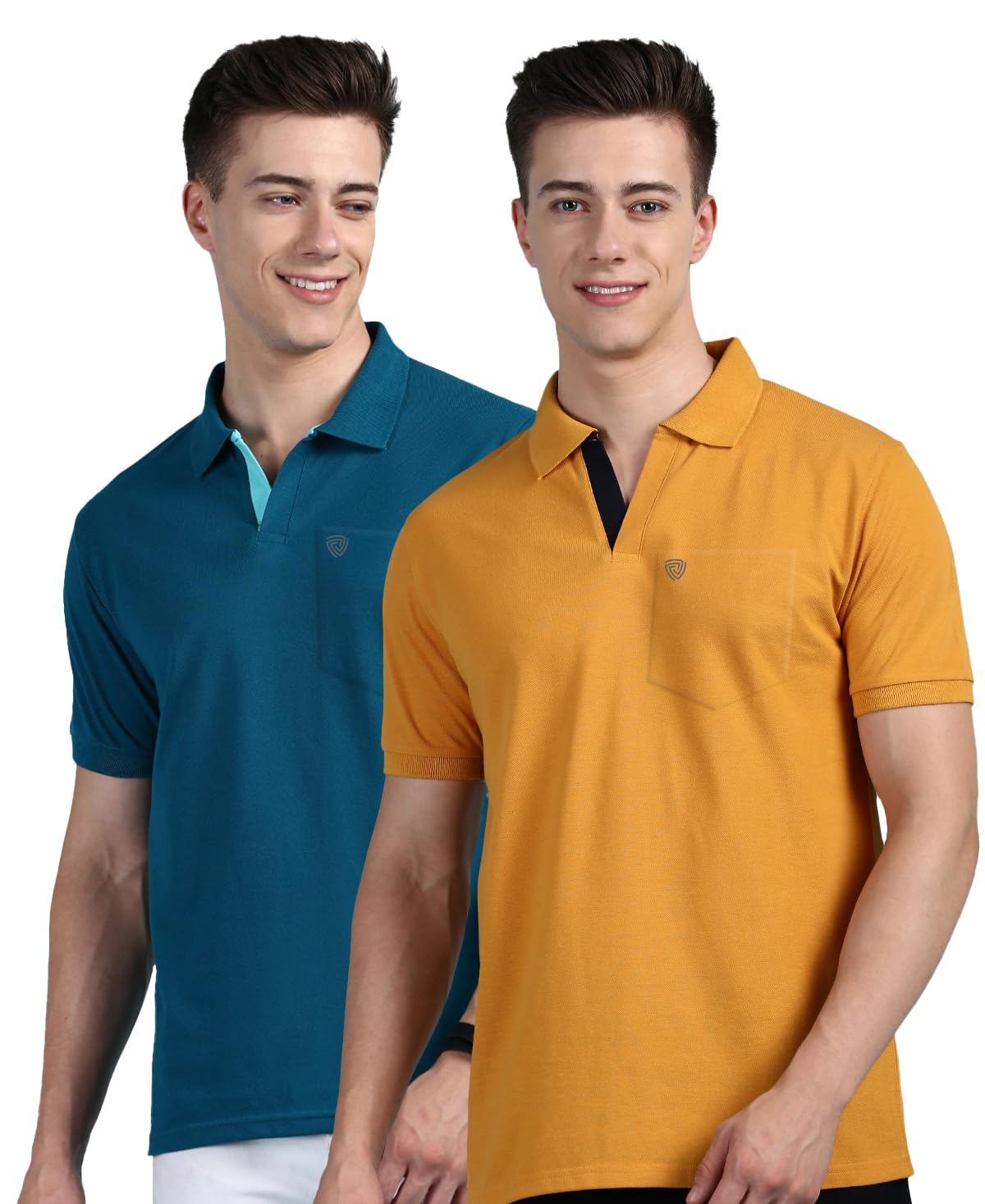 Lux CoziMen Cotton Regular Fit Polo Neck Half Sleeve Solid Casual T-Shirt with Chest Pocket | Pack of 2 |
