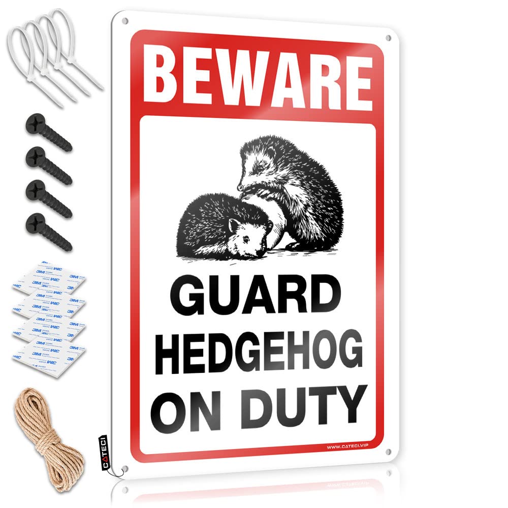 Beer Accessories, Metal Wall Decoration Man Cave Haves Beware! Guard Hedgehog On Duty | Rustic Aesthetic Wall Art(20X30CM)