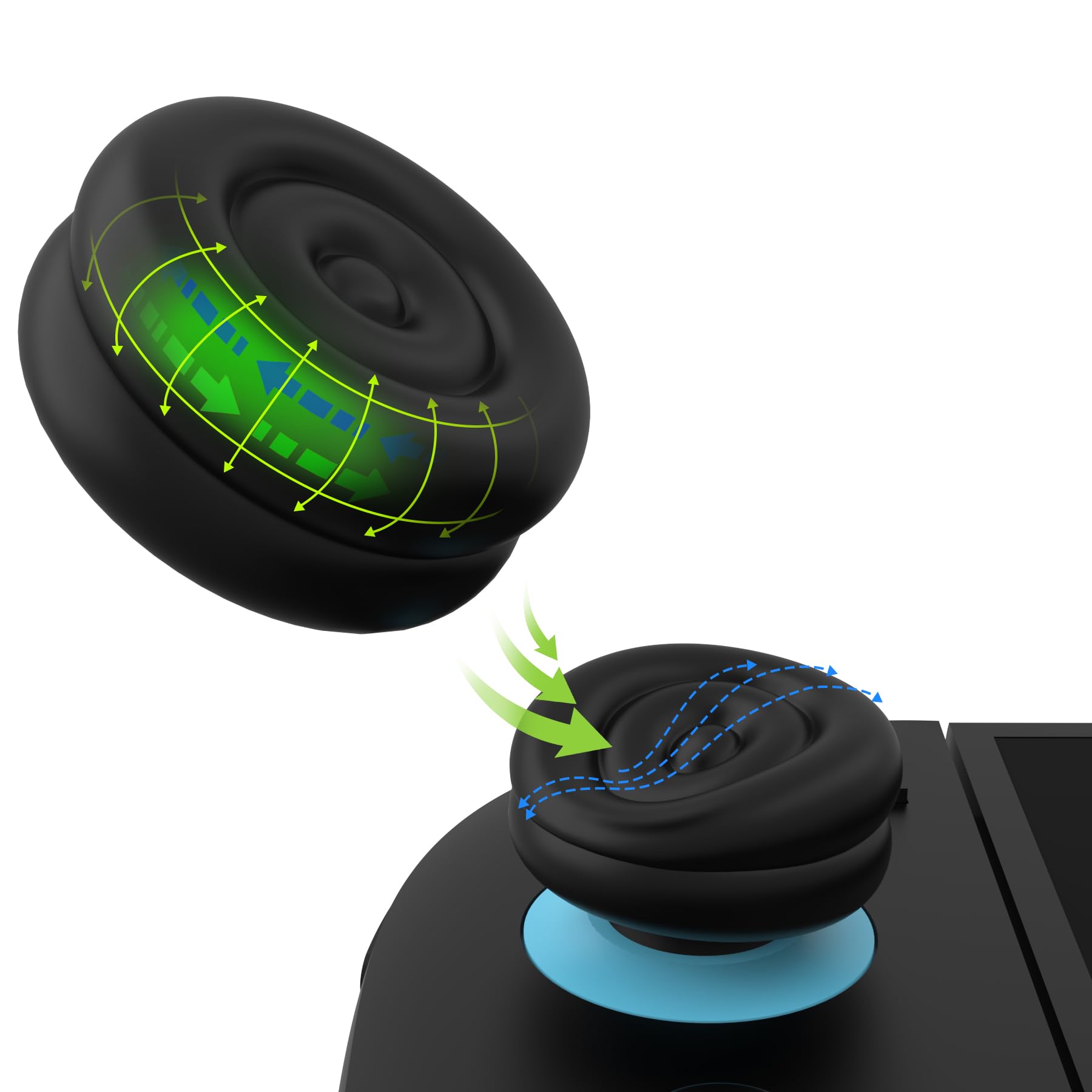 PlayVital 2 Pares de Tapas de Joystick para Nintendo Switch 2 (2025), Agarres para el Pulgar para Joycon, Protectores para Botones, Cubierta de Agarre, Accesorios para Switch 2 (Negro)