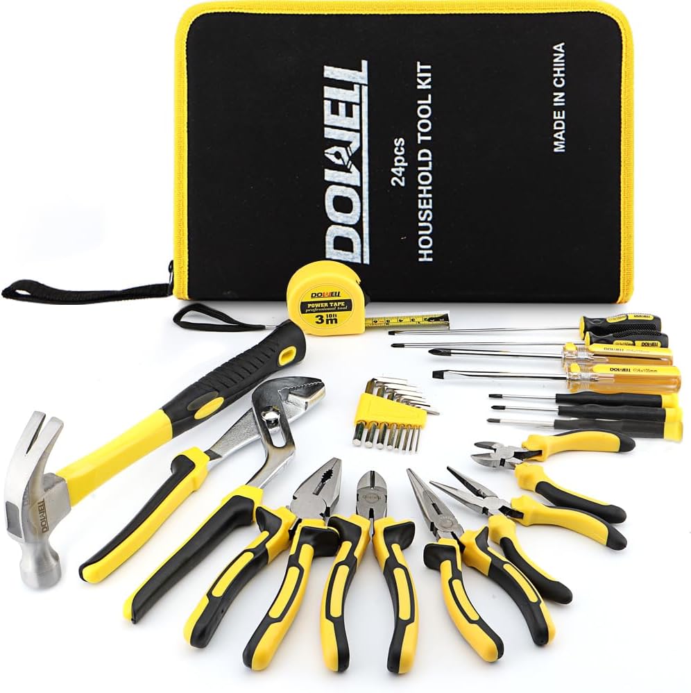 DOWELL Tool Set 24-Pieces Homeowner Home Repair Hand Tool Kit with Portable Tool Bag