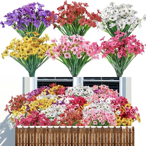 Kokoie 12 Bündel Künstliche Blumen Balkon, Kunstblumen für Außen,...
