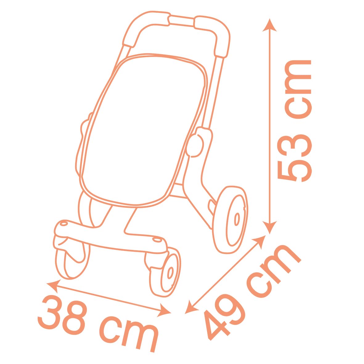 Smoby - Baby Nurse - Poussette Pop - pour Poupons Jusqu'à 42 cms - Poignée Ergnonomique - Roues Multidirectionnelles - A Partir de 18 Mois - Fabrication Espagnole