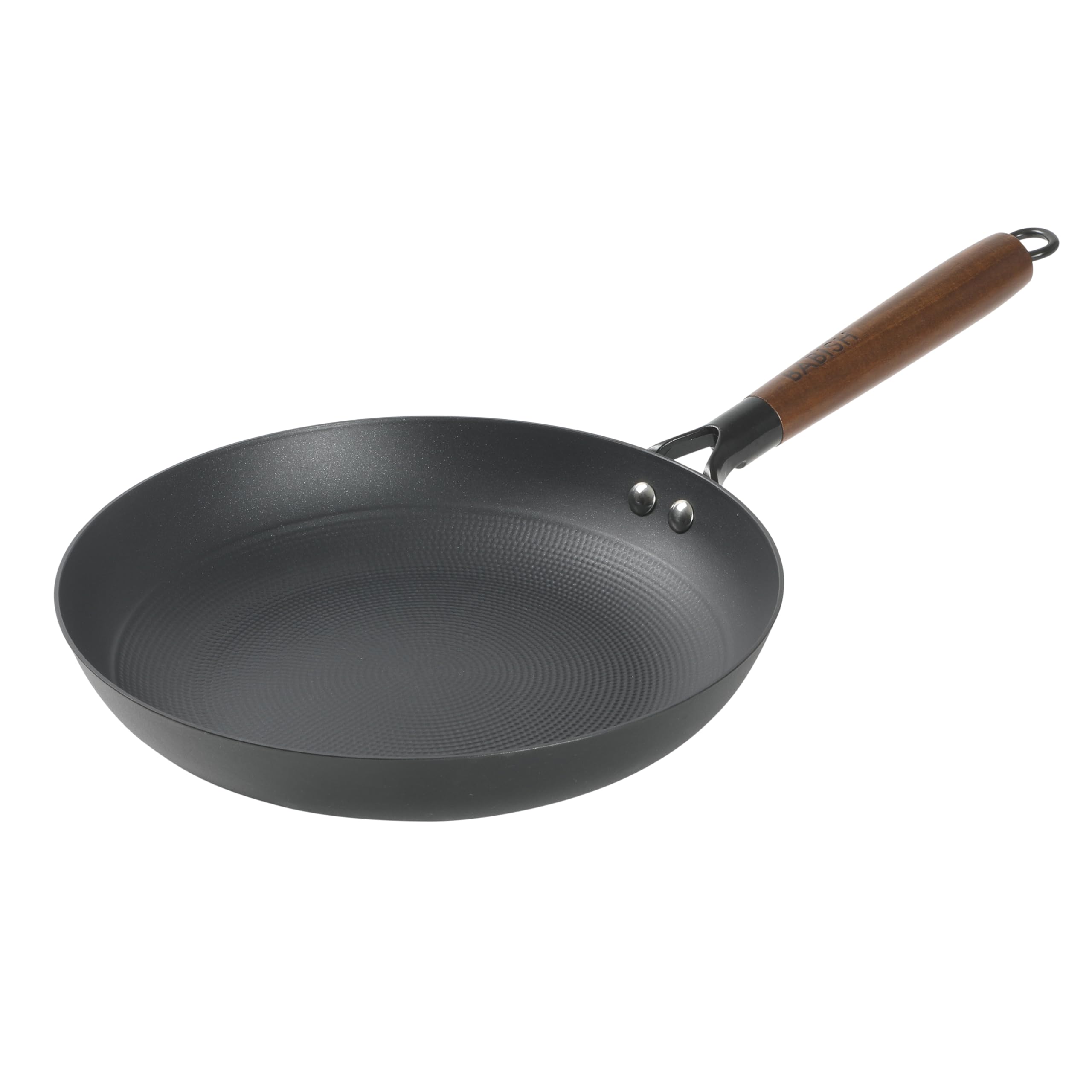Babish 11 Inch Cast Iron Skillet with Wooden Handle, Pre-Seasoned Nonstick Pan with Honeycomb Textured Cooking Surface, Induction Oven Safe Skillet for Searing, Frying Eggs, Steak and Stir Fry