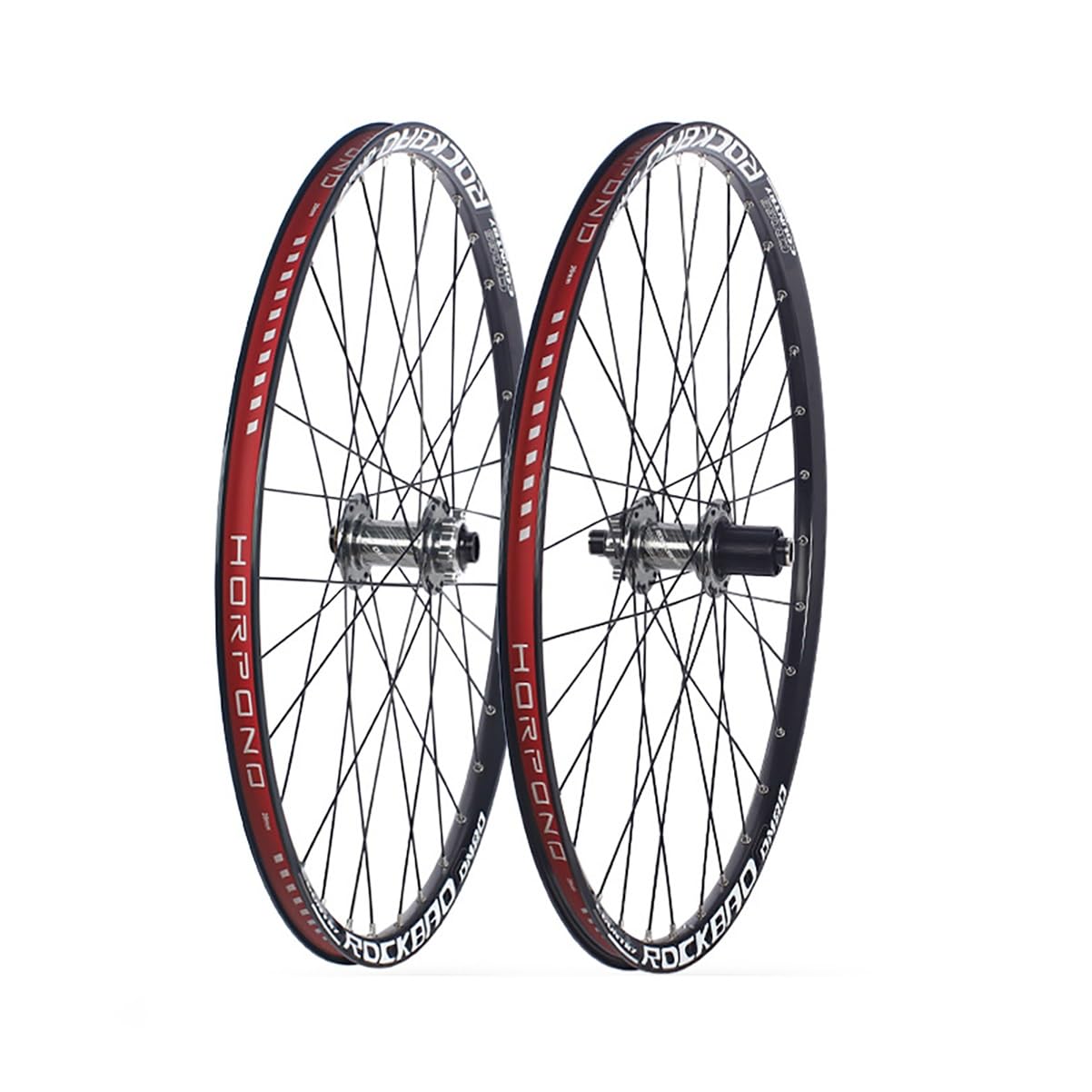 ZXGSXIOU 24in/26in/27.5in/29in Mountain Bike Wheelset Alu Alloy Double Layer Rims Thru-Axle Front And Rear Wheels 32H Disc Brake Hubs For 7-11 Speed Cassette(Titanium,26'')