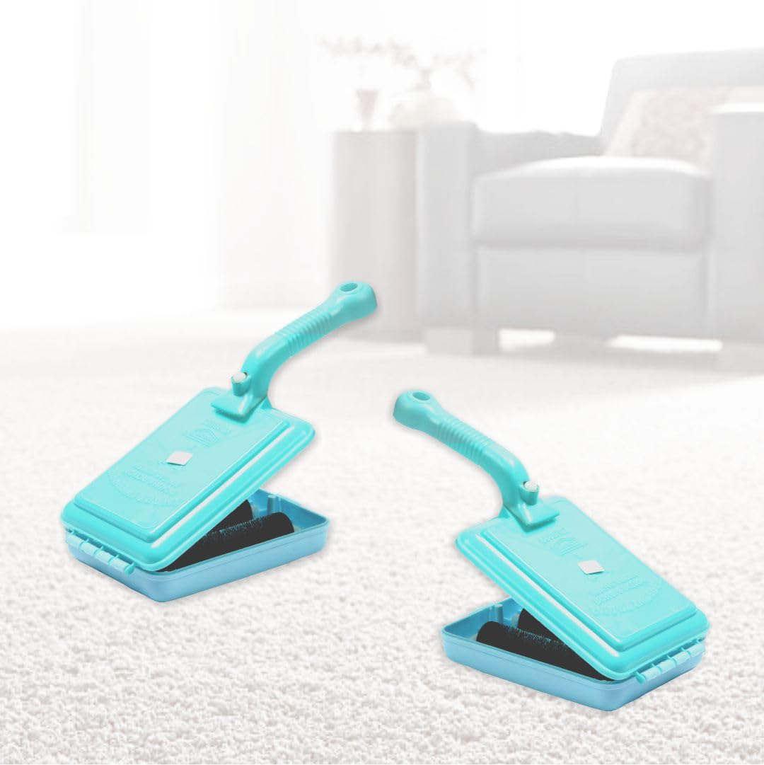 UNIQUE Smart Magic Crumb Sweeper Carpet Cleaning Brush for Home Dust, Sofa, bedsheet, car Seats with Double Soft Nylon Rollers Virgin Plastic Body (Pack of 2)-image-23