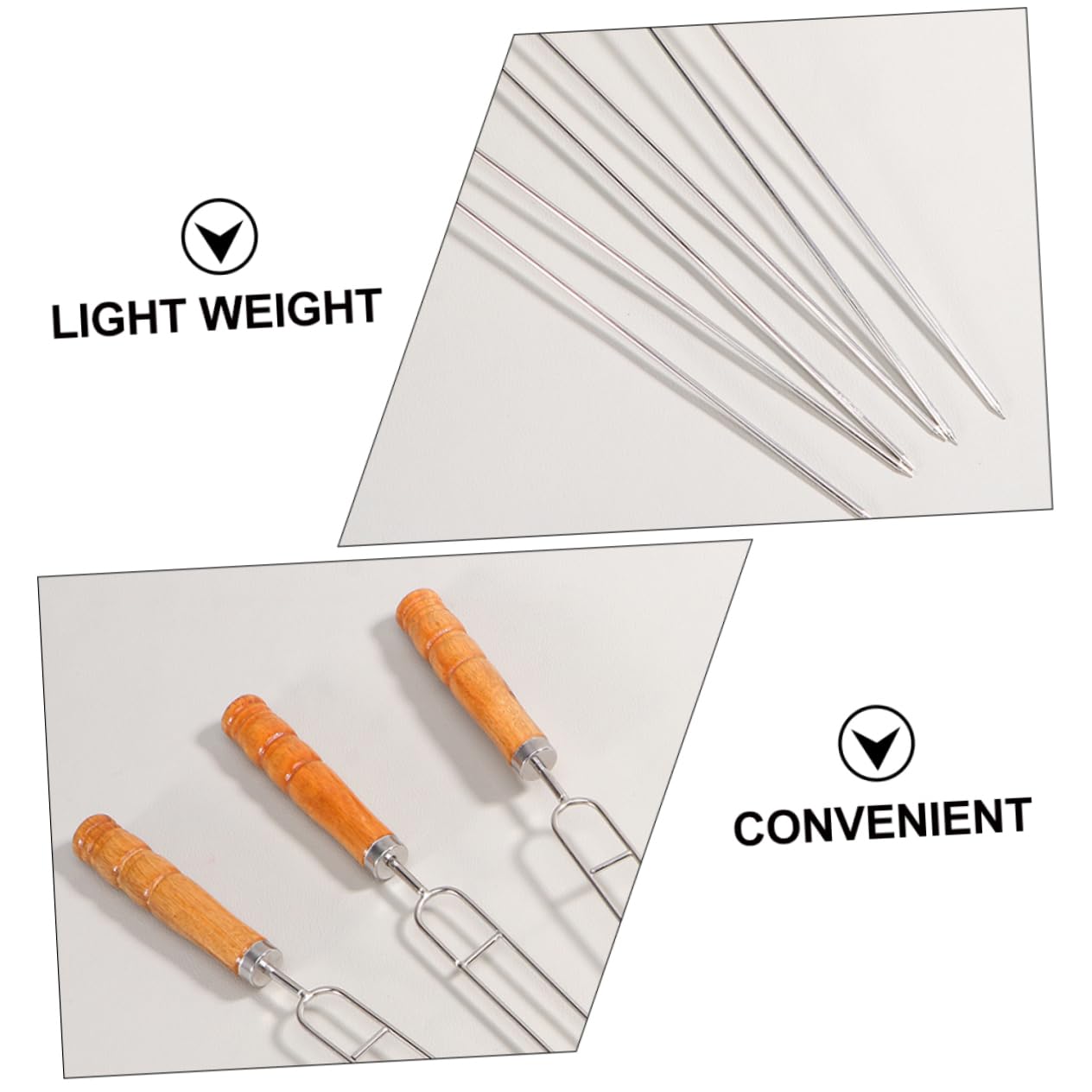ORFOFE 5pc Stainless Steel Chicken Wing Forks Bbq Grill Tools u Shape Wood Handle Rustproof Grilling Forks for Outdoor
