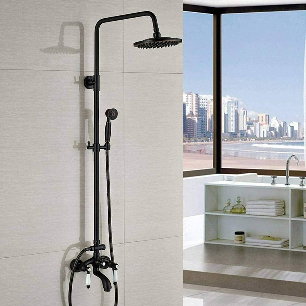 Colonne de douche rétro en bronze noir et céramique pour bain raffiné