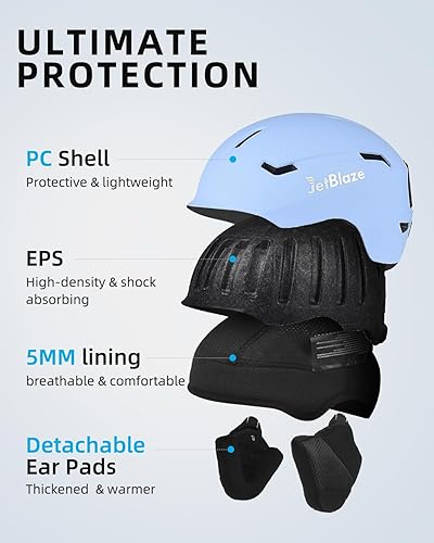 Miniatura 10 de Casco de esquí universal para hombre y mujer, casco de deportes de nieve con rejillas de ventilación, carcasa de policarbonato EPS Core para esquí,