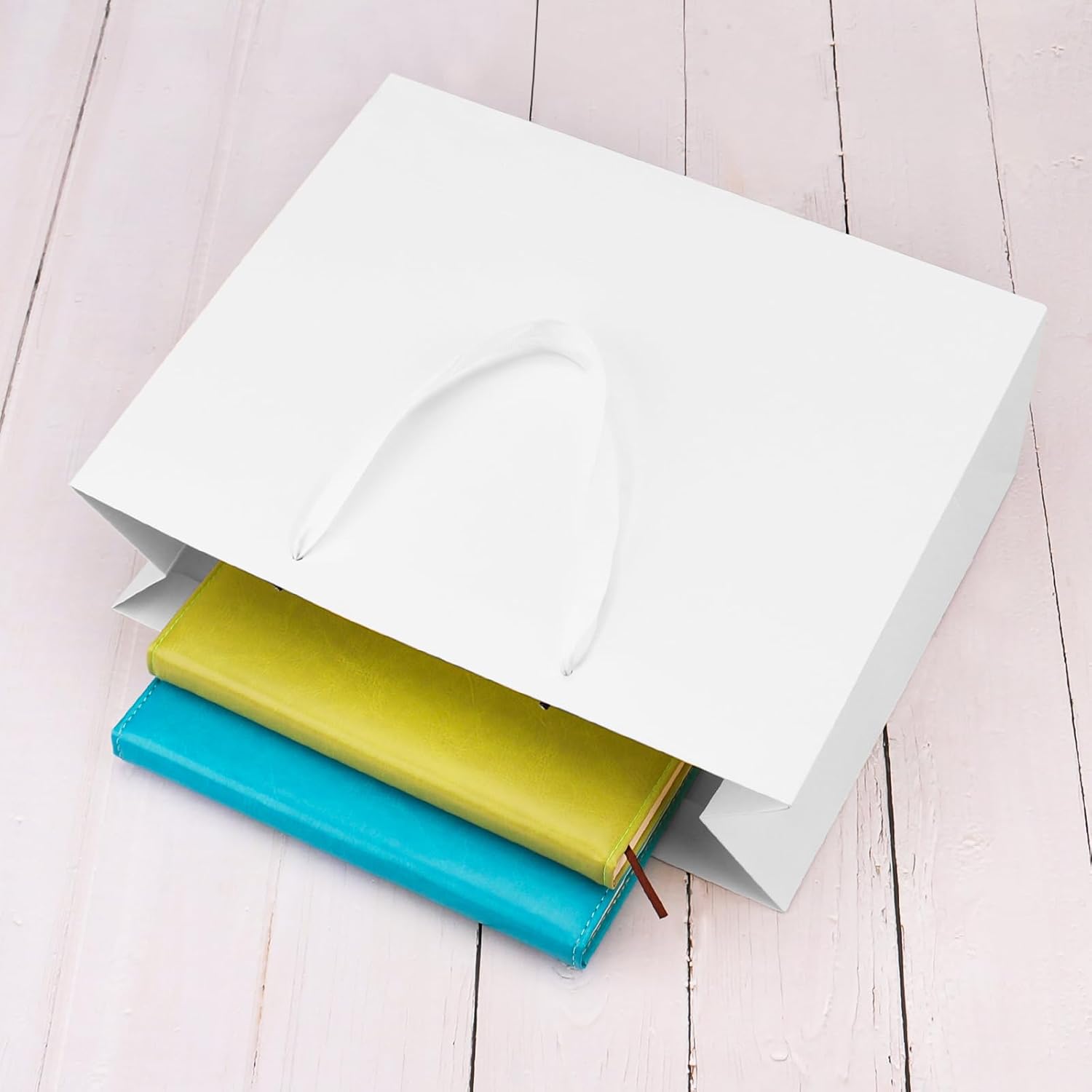 Extra Large Kraft Paper Gift Bags - 12 pcs, White, 16x6x12 Inches, Ribbon Handles, Party, Wedding and Shopping Bags - Image 6