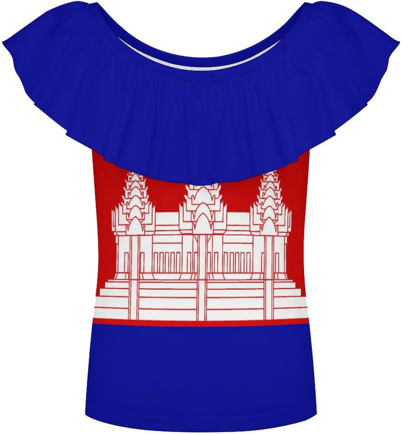 Cambodia Cambodian Flag Girls T-Shirts Top Ruffle Short Sleeve Blouse Casual Graphic Tees