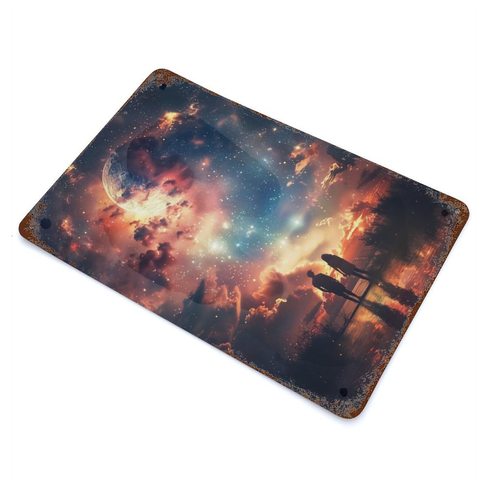 Galaxy Sunset Retro Metal Sign 11.8"x7.9", Vintage Wall Decor for Garage, Pub Or Kitchen