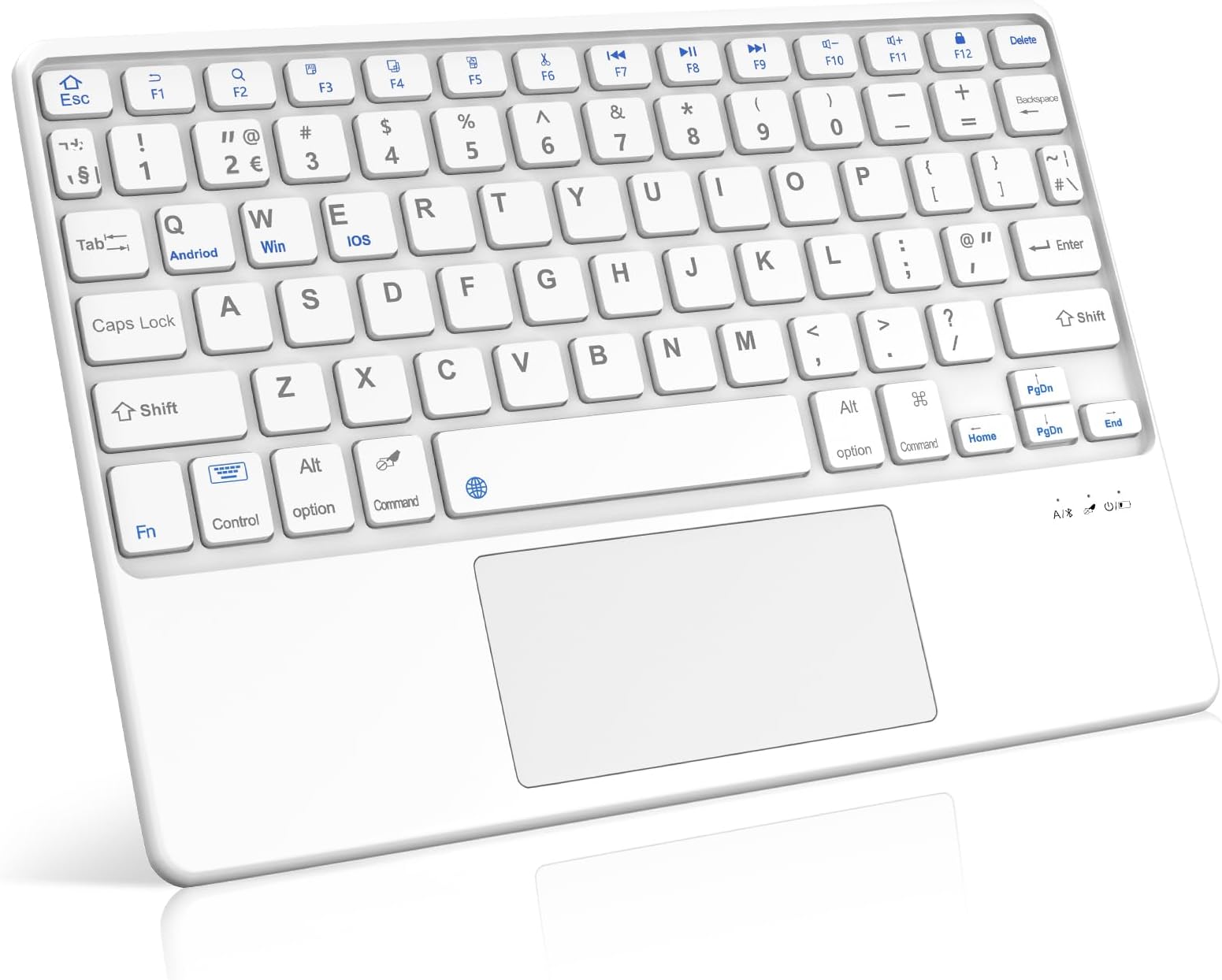 – Bluetooth Trackpad Keyboard 10" - Rechargeable Trackpad Wireless Keyboard for iPad Air 11/Samsung S10 Lite/Honor/Huawei/Xiaomi/HD 10, IOS/Android/Wins - White