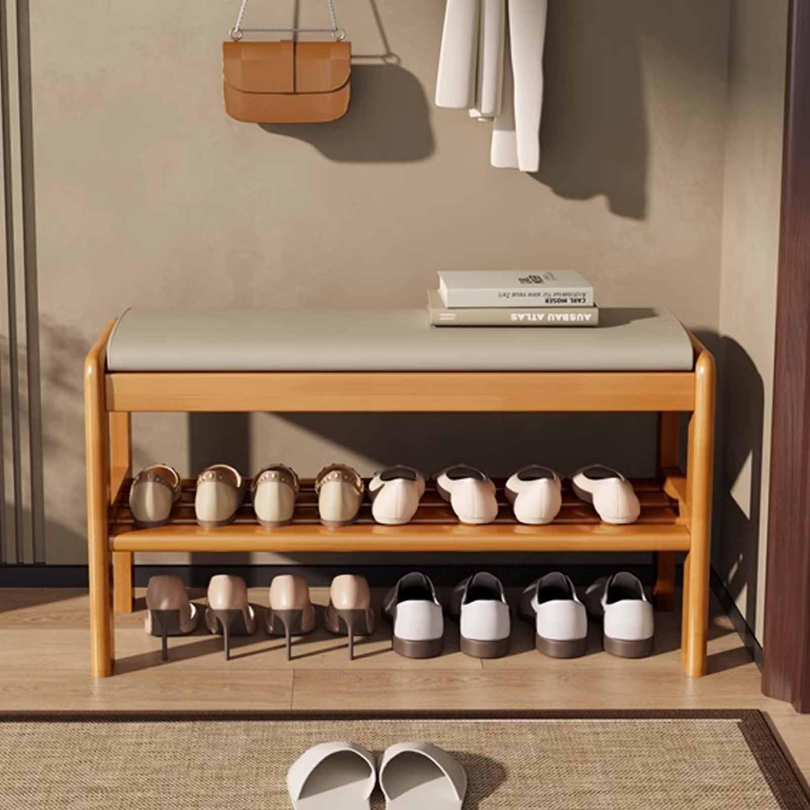 Banc de chambre en bois massif idéal pour un coin lecture chaleureux