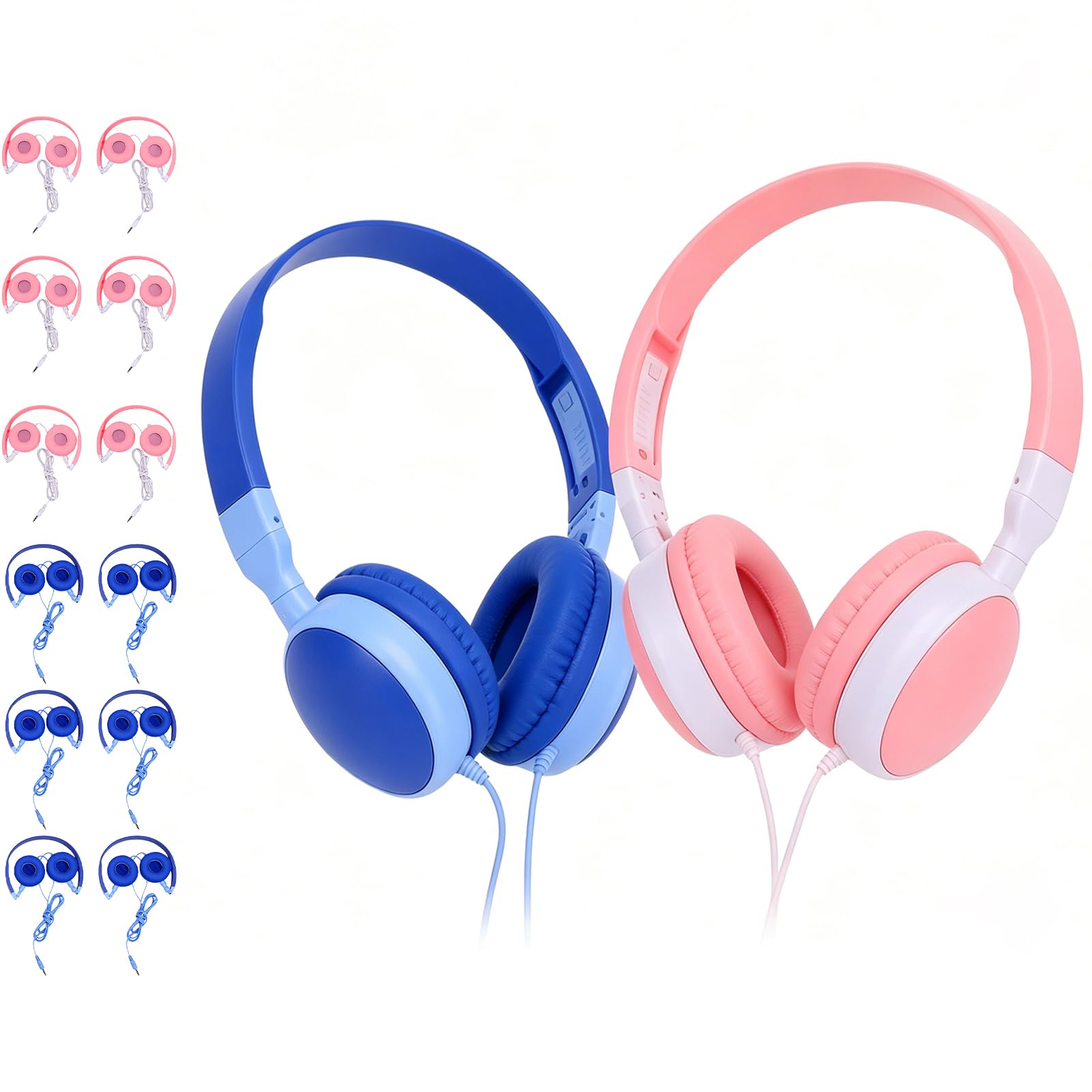 Goshyda 12 Paia di Cuffie per Bambini, Cuffie Stereo Cablate da 3,5 Mm per la Classe, per Bambini e Adulti, con Archetto Regolabile, Ideali per Scuola, Biblioteca, Aereo e viaggi.