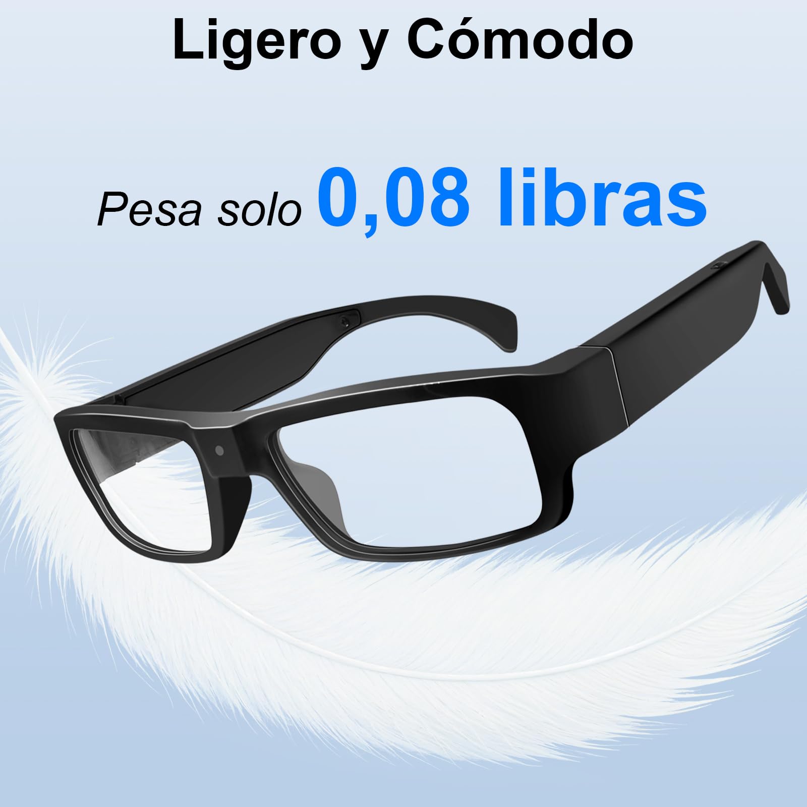 Smart Kamera Brille, Outdoor Sportbrille mit Kamera 1080P HD Videoaufzeichnung Intelligente Brille Actionkamera Tragbar und Ideal zum Klettern, Autofahren, Radfahren, Wandern, Jagen und Angeln