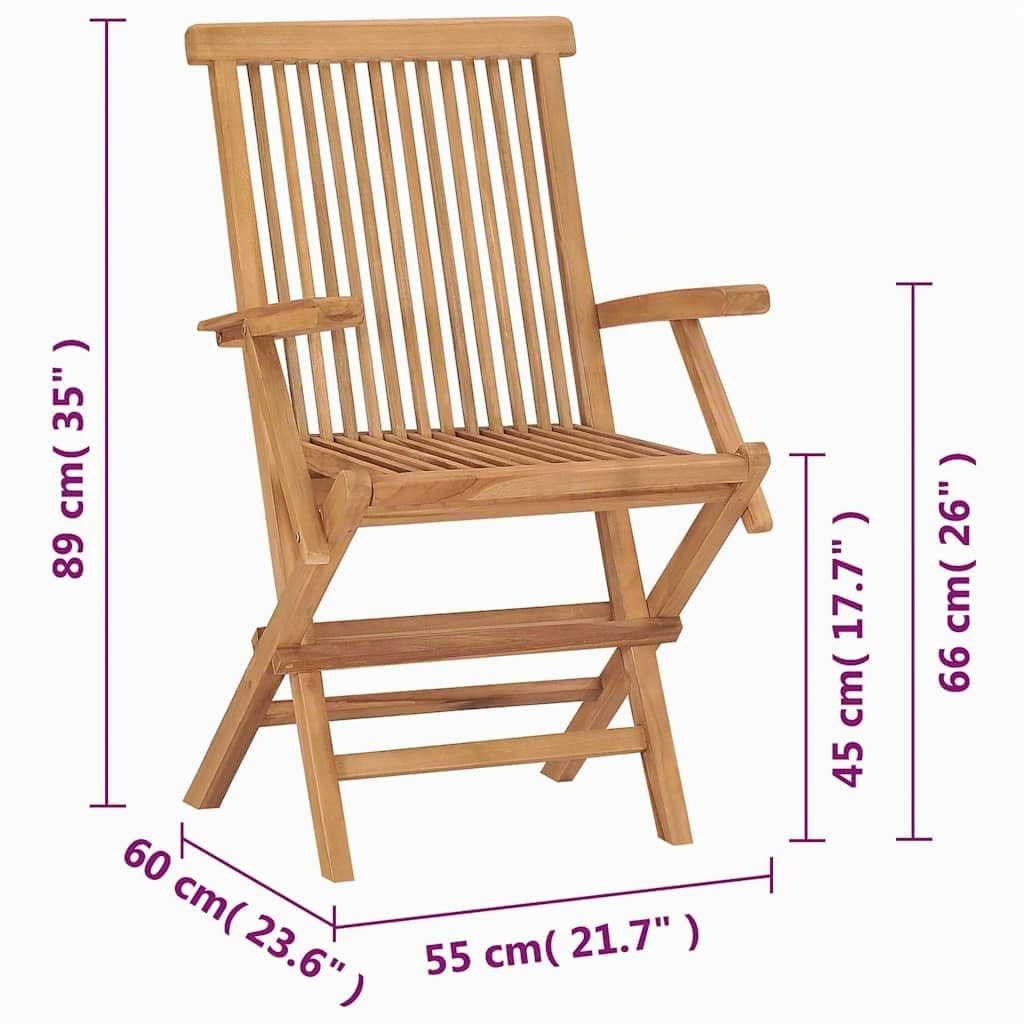 vidaXL 2X Sedie da Esterno Pieghevoli Arredo Seggiole Giardino Arredi da Esterni Robusto Sedie da Pranzo Patio Terrazzo Arredamento Legno di Teak