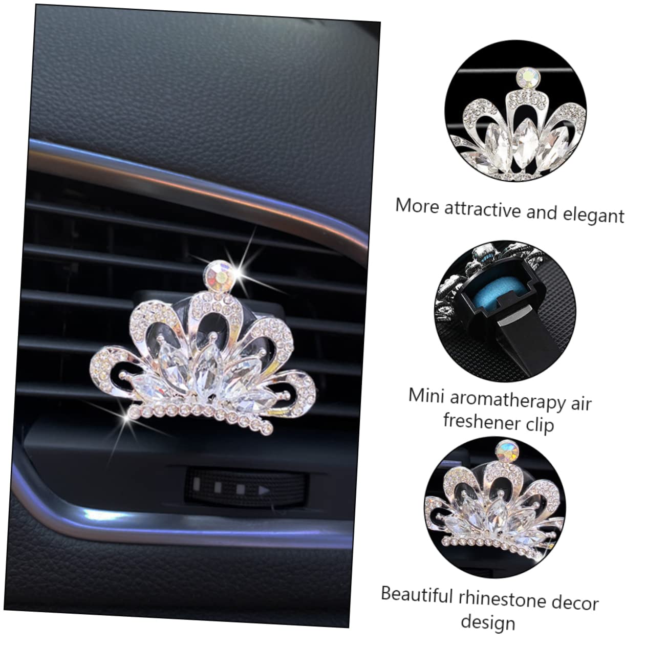 SOLUSTRE 12 Stk Parfüm-Clip Autozubehör für die Autolüftung Parfümclip fürs Auto clipse für kfz auto auto aromatherapie clip Autoaroma entlüften Strasssteine Weiß