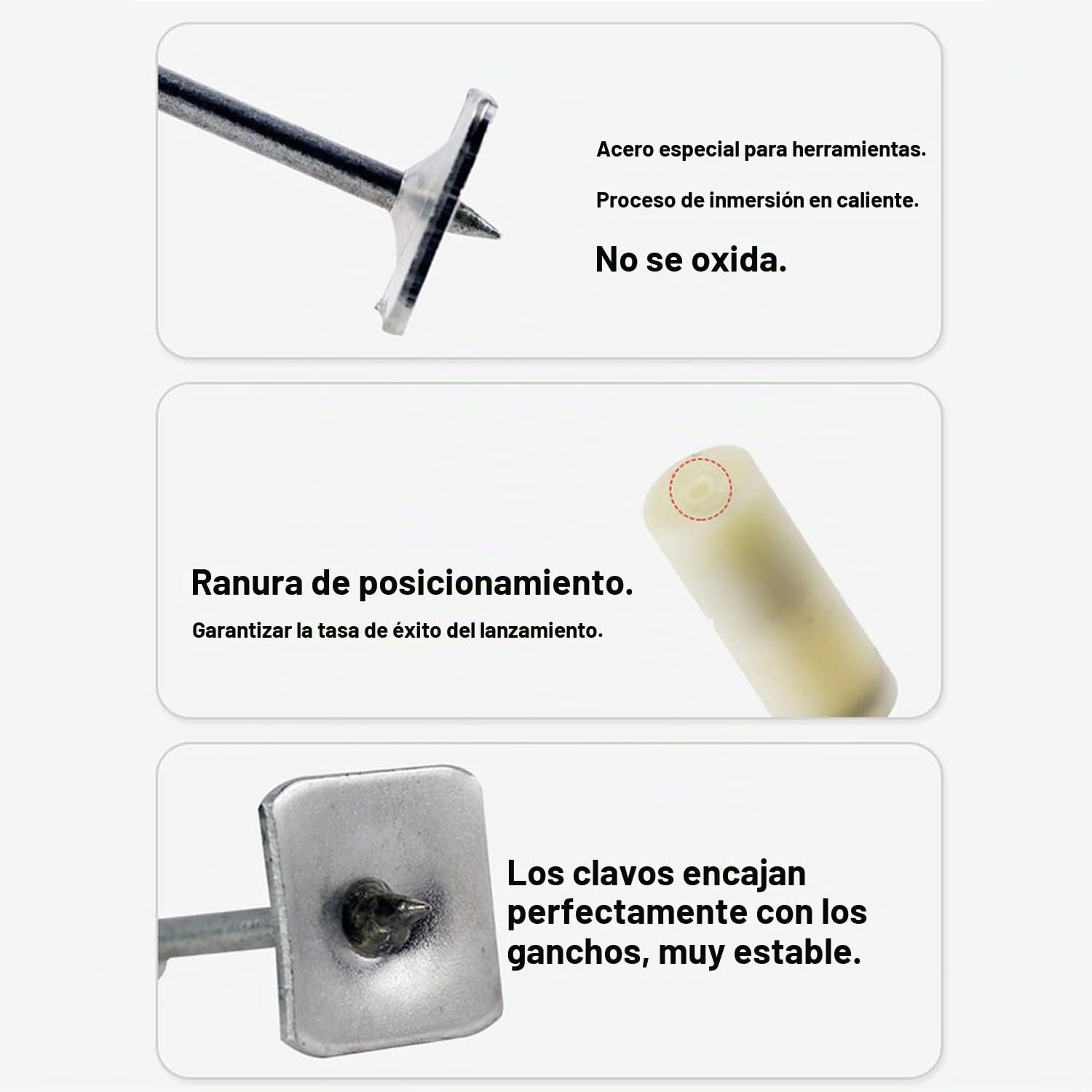 Lote de 50 clavos de fijación para pistolas de uñas sólidas y antioxidantes