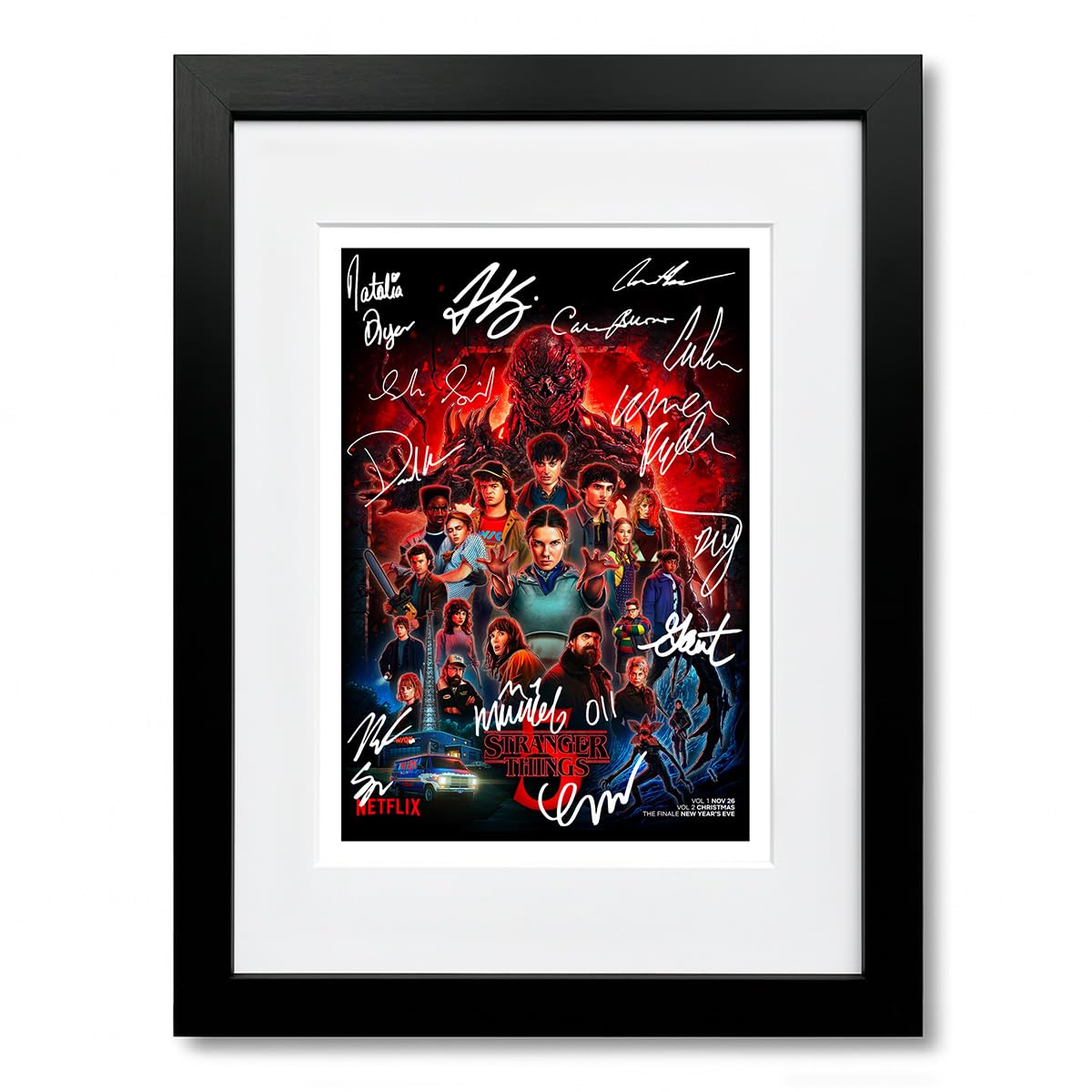 Strange Hawkins Thing Cast Signed Autograph A4 Poster Photo Print Photograph Artwork Wall Art Picture TV Show Series Season Gift (Season5, A4 Framed & Mounted)