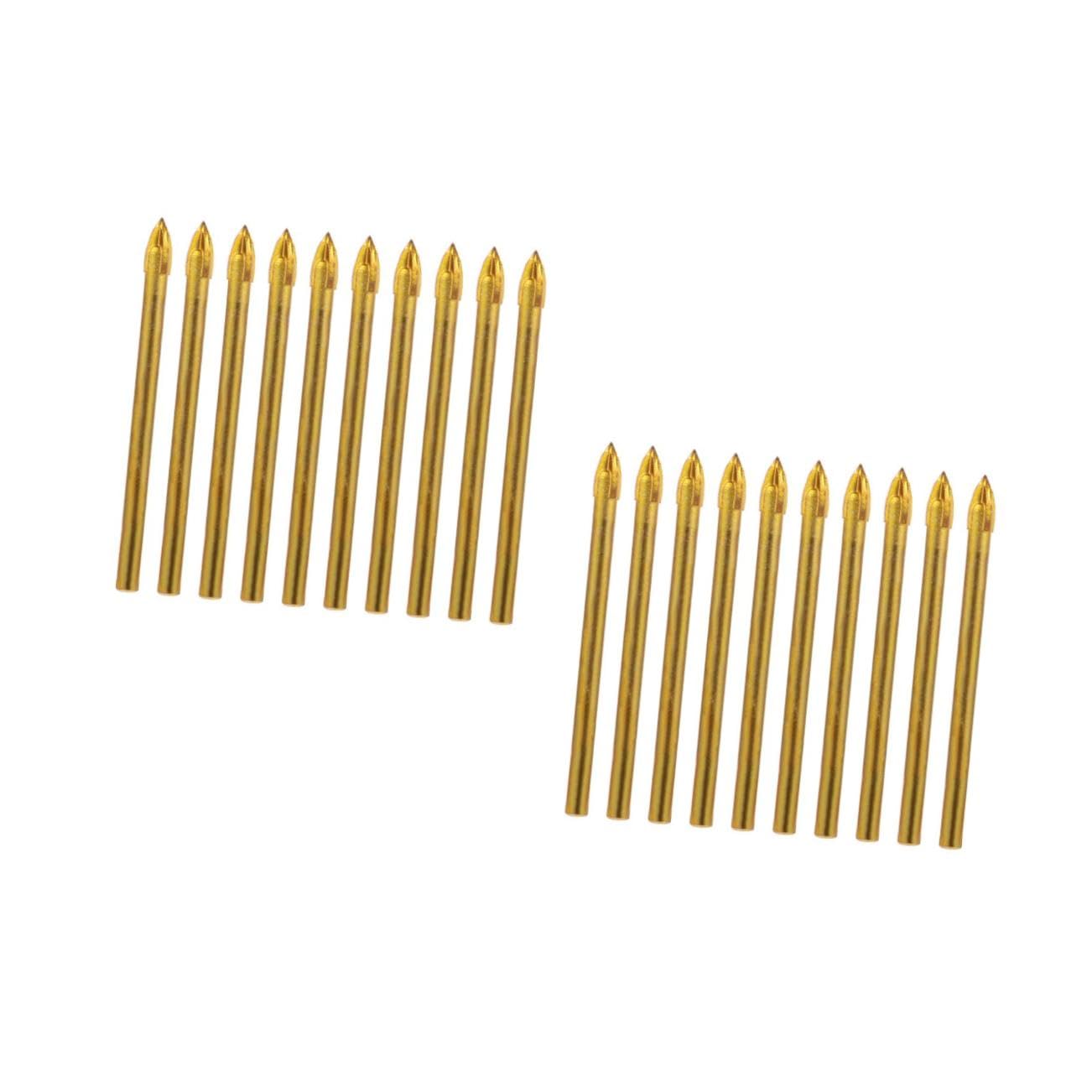 NUOBESTY 2sets Cross Head Drill Bit for Glass Triangle Head Hard Tile Hole Opener for Bathroom Tiles Wall Mirrors Durable Abrasion Resistant 10pcs*2