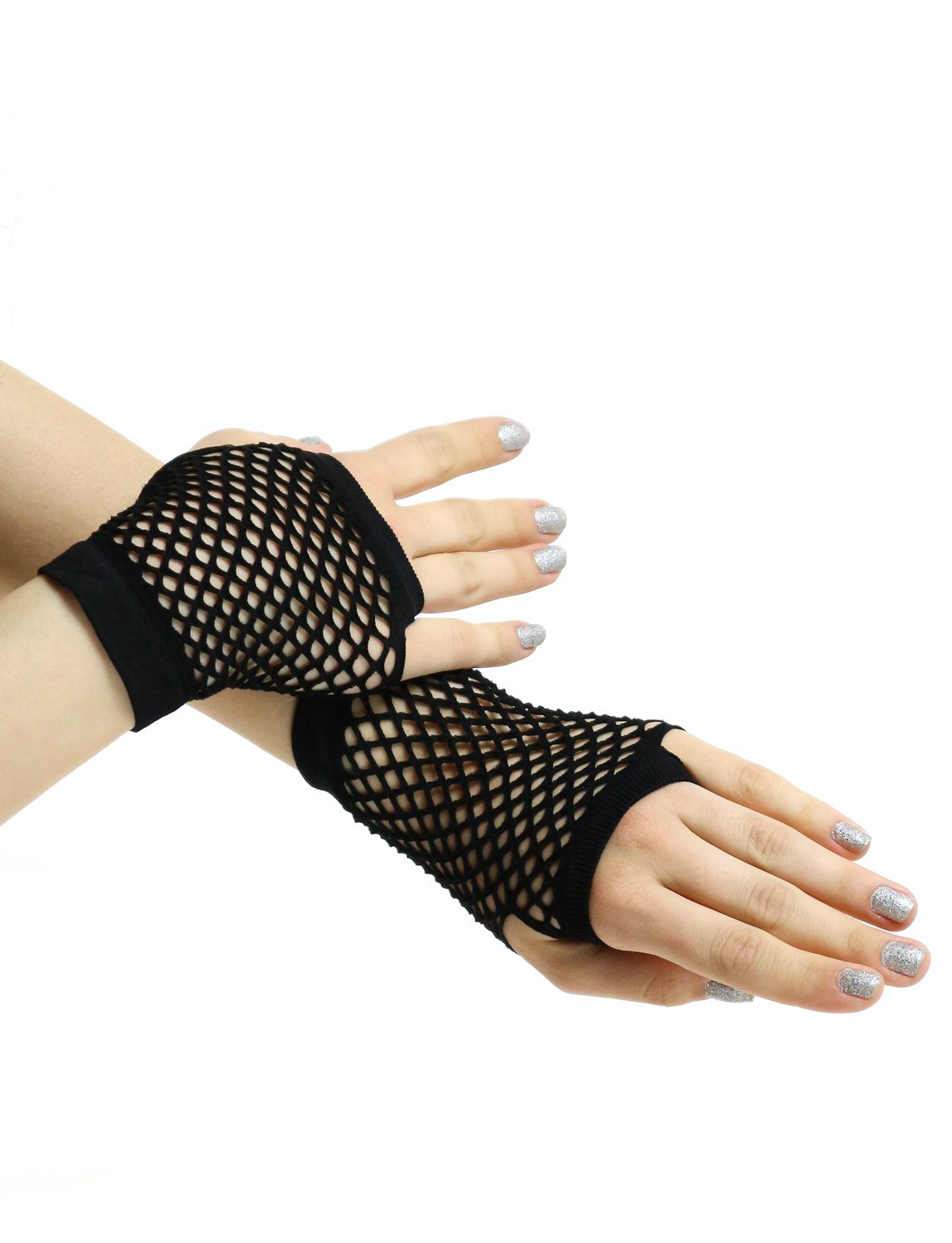 Fishnet Fingerless Gloves Women Short Long Mesh Net Rave Festival Gothic
