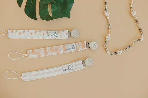 Miniatura 3 de Copper Pearl Clip para chupete, paquete de 3 clips de punto premium para bebés niñas y niños  Elegante clip de acero inoxidable para chupete  Clips