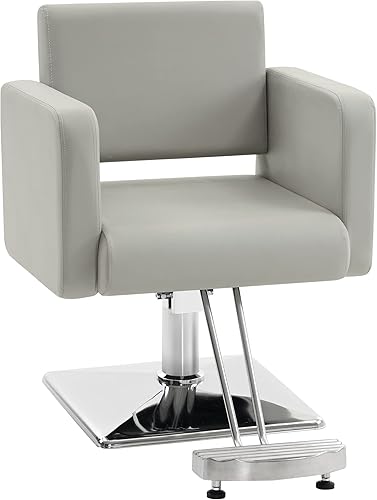 BarberPub Silla de salón de estilo clásico para estilista, con bomba hidráulica, silla de champú, peluquería de belleza, equipo de spa 3805 (gris)