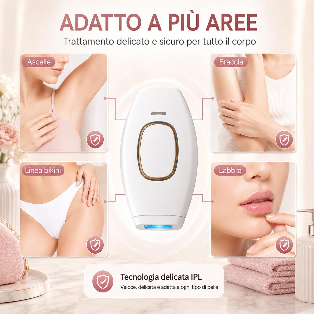 Solippy Luce Pulsata IPL Depilatore Laser Domestico Viso Corpo 5 Livelli (Bianco)